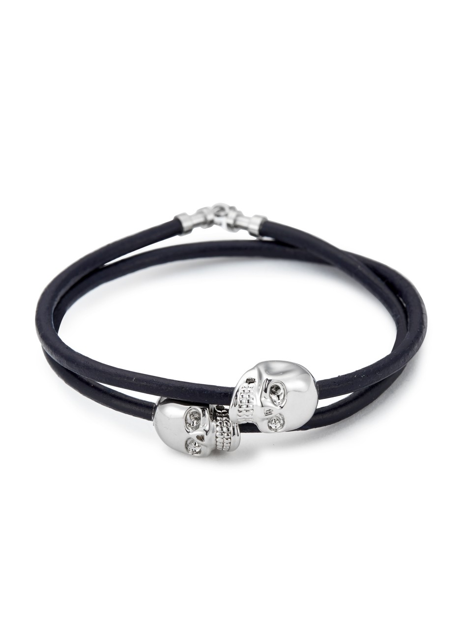 Mens silver hot sale skull bracelets