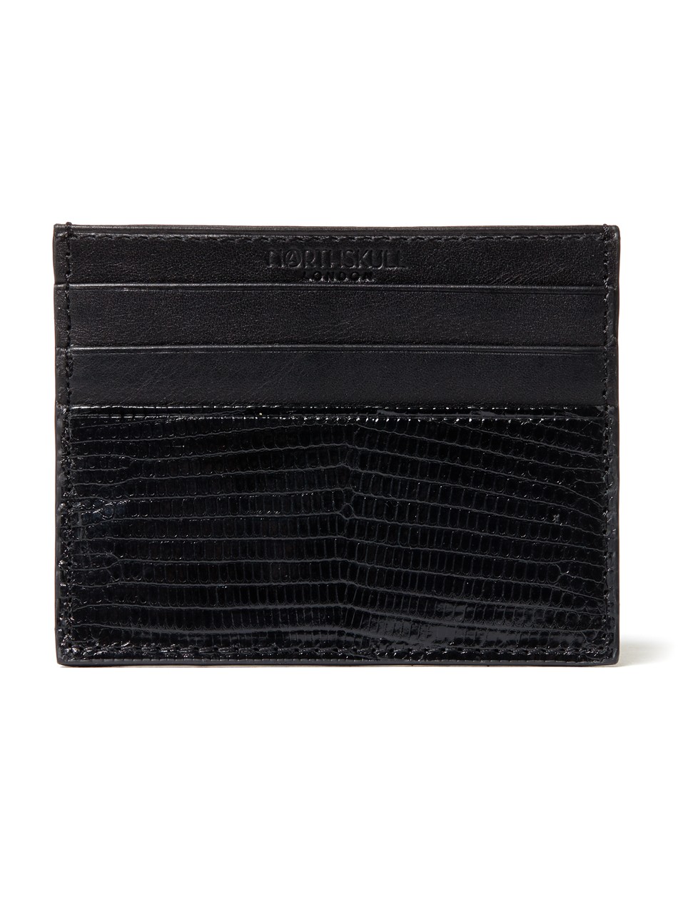 Black Patent Lizard Skin Leather Card Holder