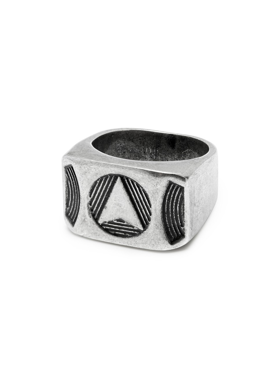 Ring in Aged Silver, Mens Silver Kintetic Ring