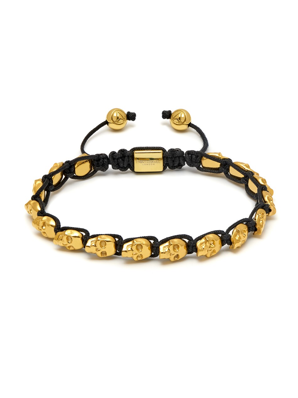 Micro Atticus Skull Double Wrap Bracelet In Gold & Black, Northskull