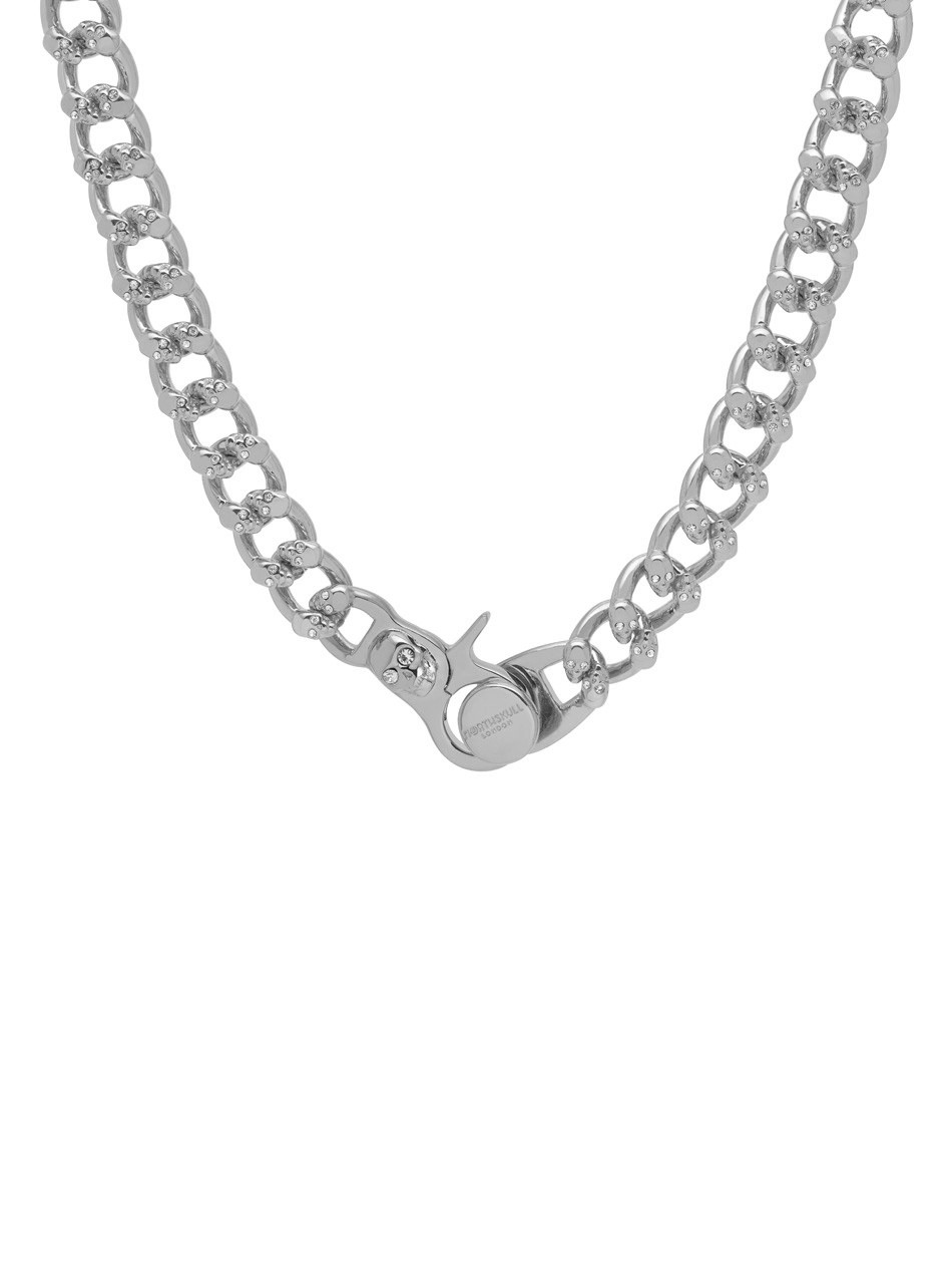 Atticus Skull Swarm Curb Chain Necklace in Silver