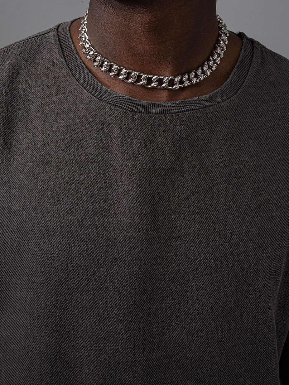 Atticus Skull Swarm Curb Chain Necklace in Silver