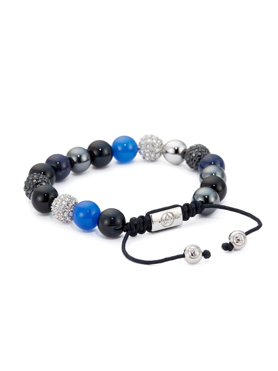 Semi Precious Stones & Black Swarovski Crystal Bracelet