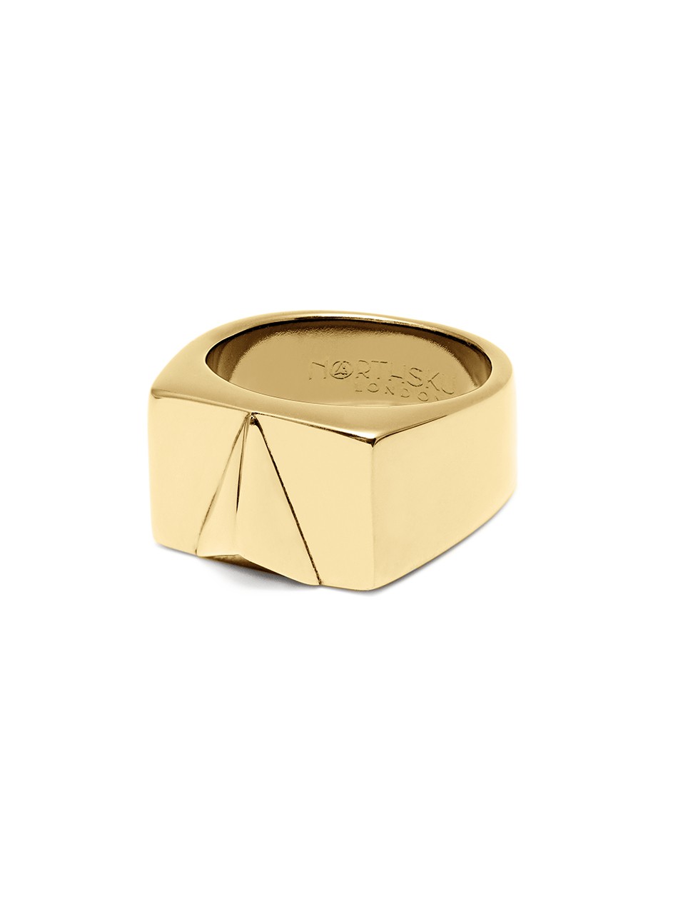 Northskull Signet Ring in Gold, Mens Gold Signet Ring
