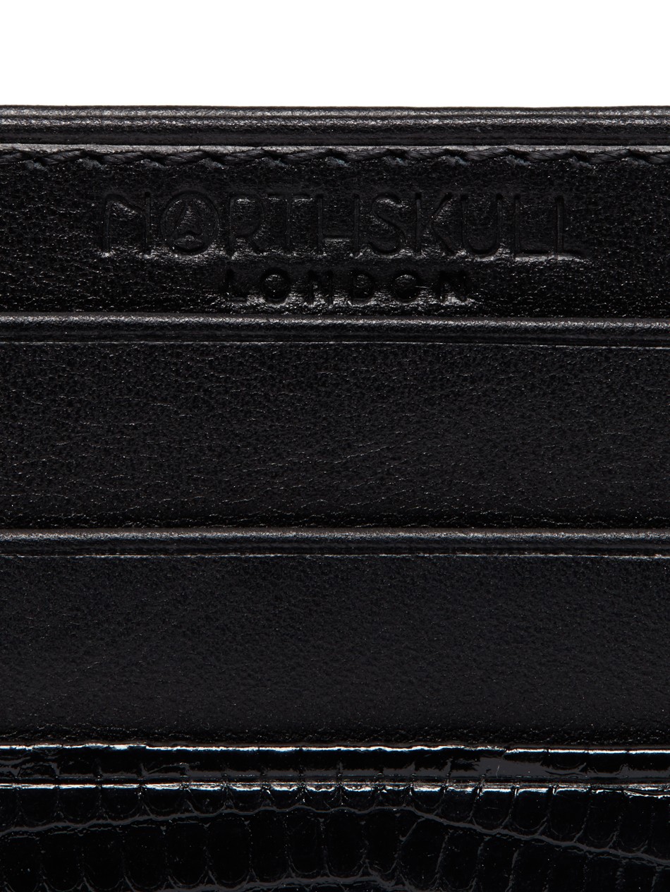 Black Patent Lizard Skin Leather Card Holder