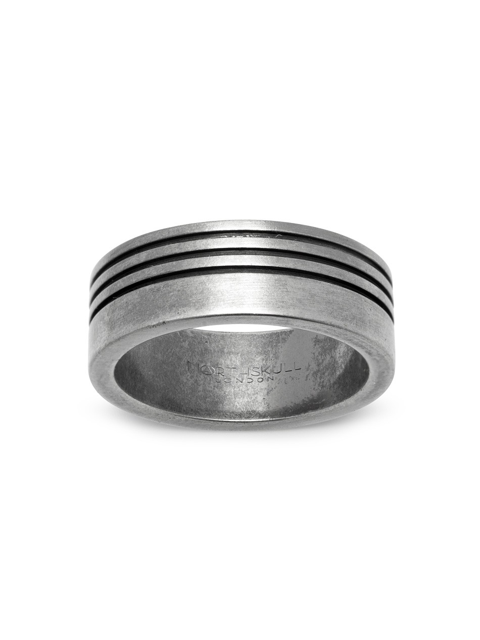 Groove Ring in Aged Silver, Northskull Groove Ring for Men
