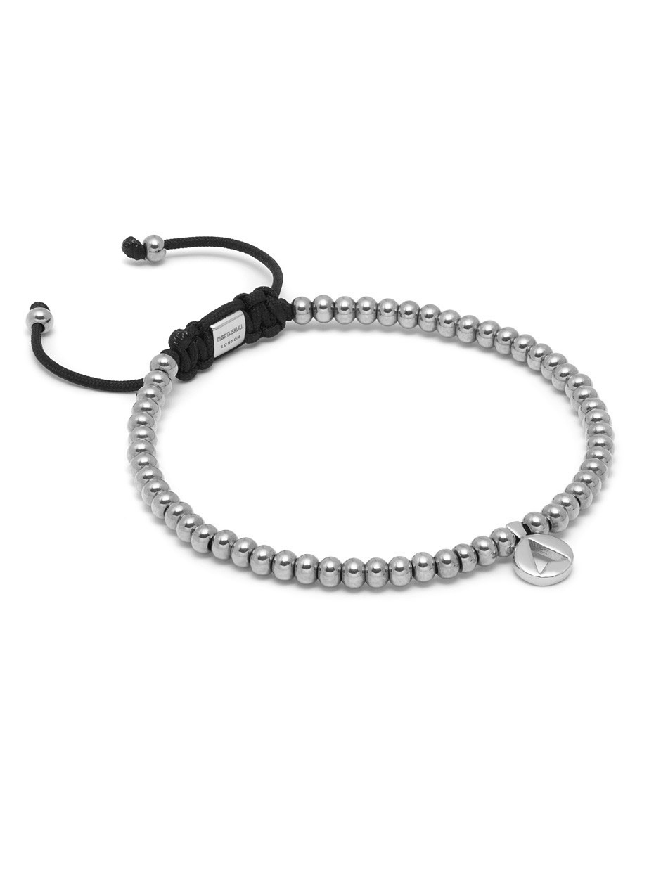 North Micro String Bracelet in Silver, Mens Macrame Bracelet