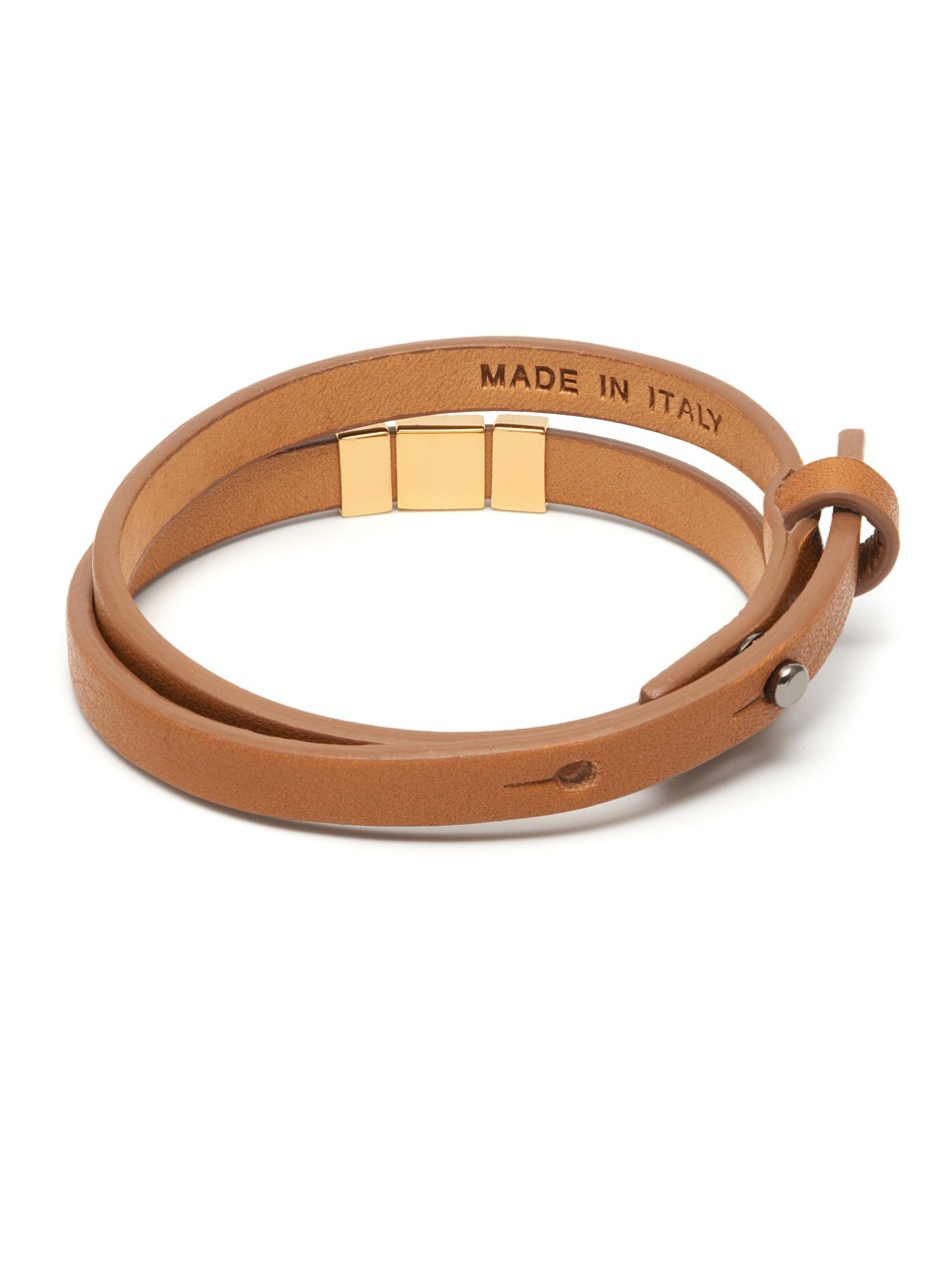 Insignia Double Wrap Bracelet in Tan & Gold - SS17