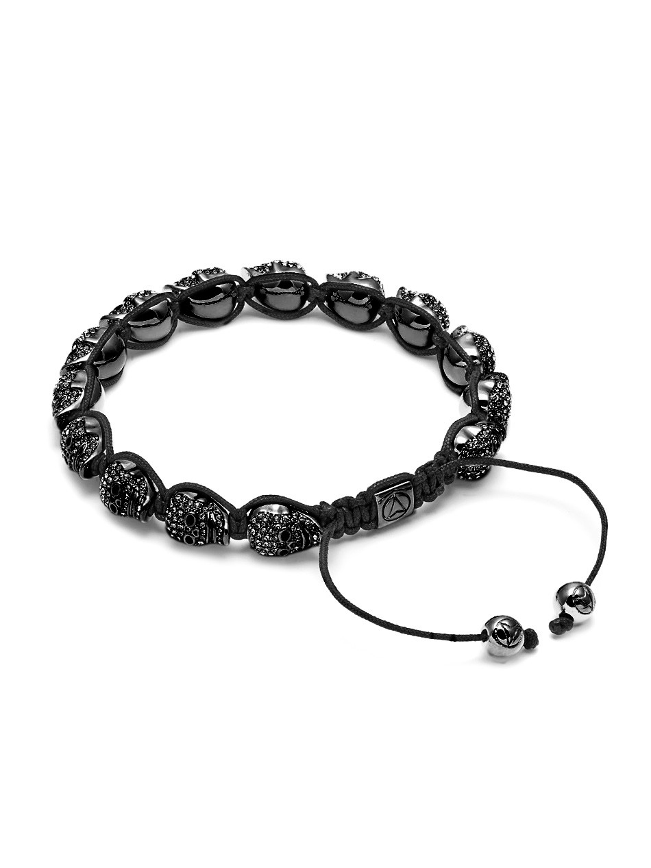 Luca & Danni Crystal Pave Skull Bangle Bracelet in Jet