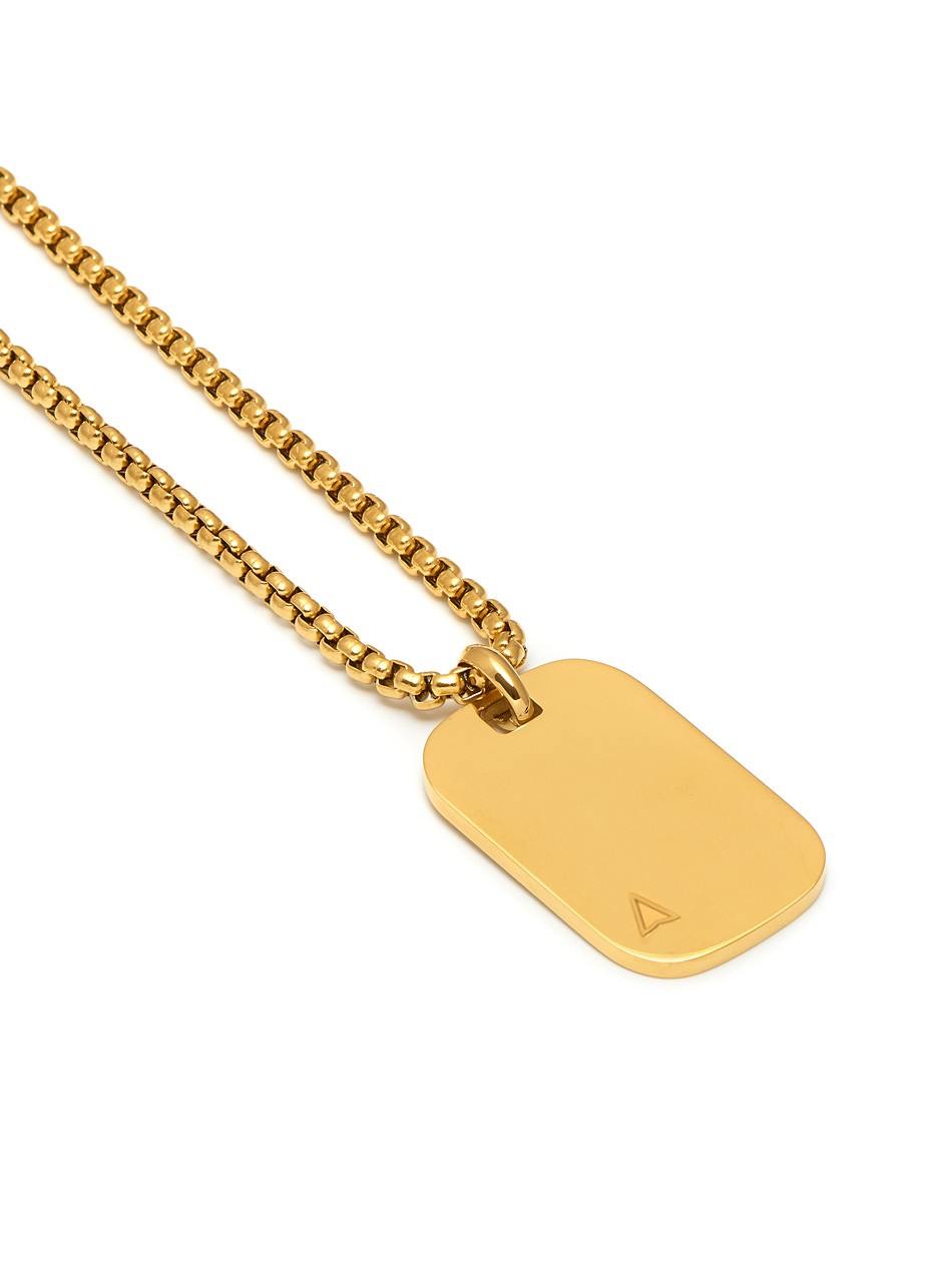 gold id tag necklace