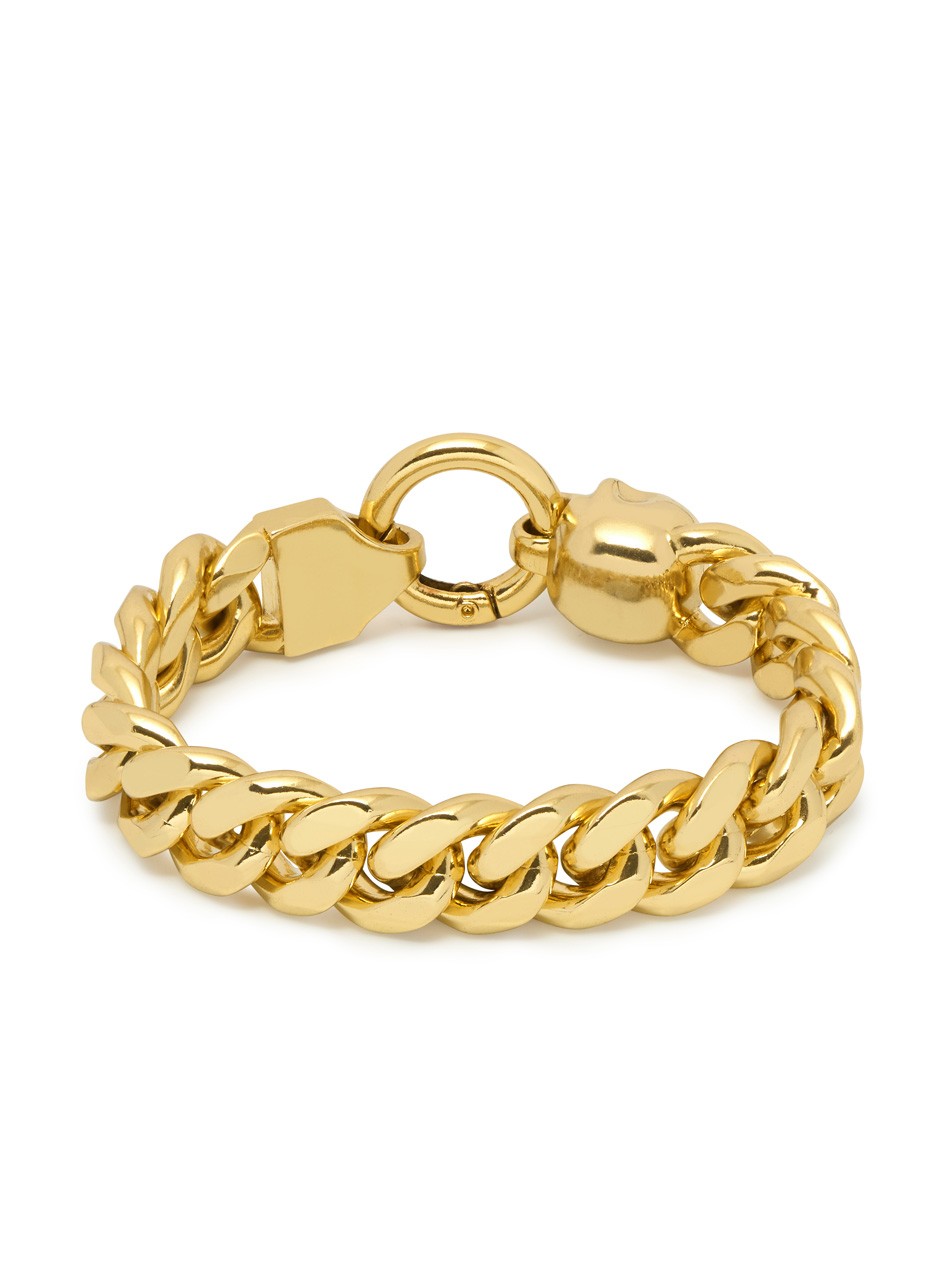 Womens Mens Jewellery Mens Bracelets Metallic Northskull Atticus Skull Chain Bracelet in Gold 