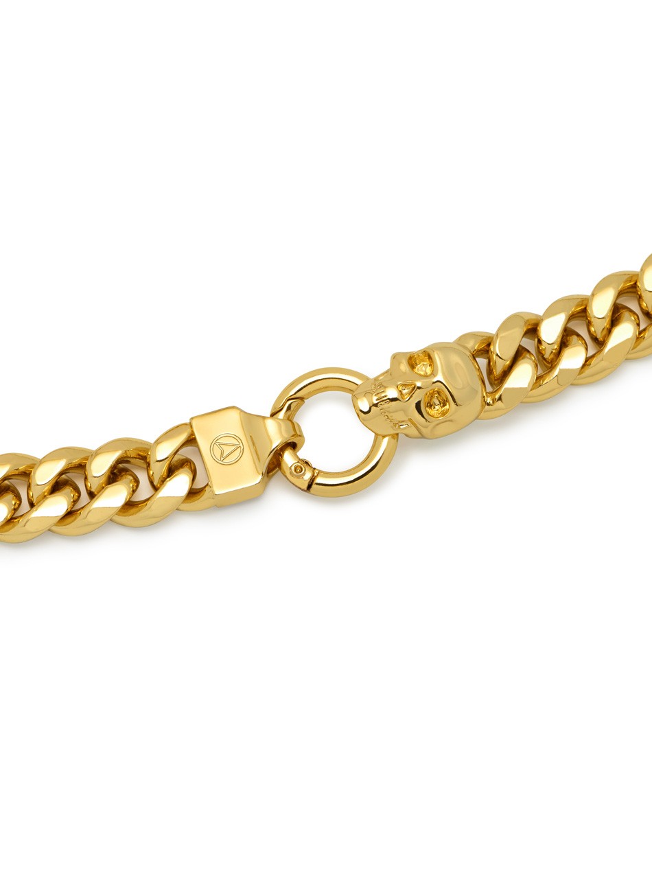 Atticus Skull Curb Chain Necklace in Gold
