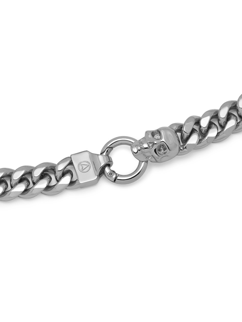 Atticus Skull Curb Chain Necklace in Silver