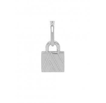 Chevron Padlock Hoop Earring in Silver