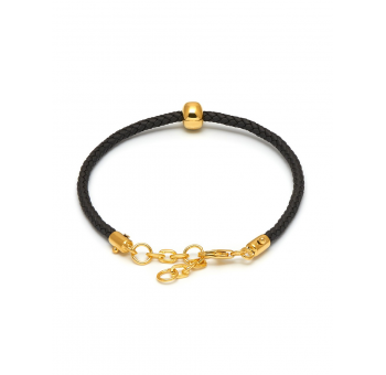 Atticus Skull Hook Bracelet in Leather & Yellow Gold